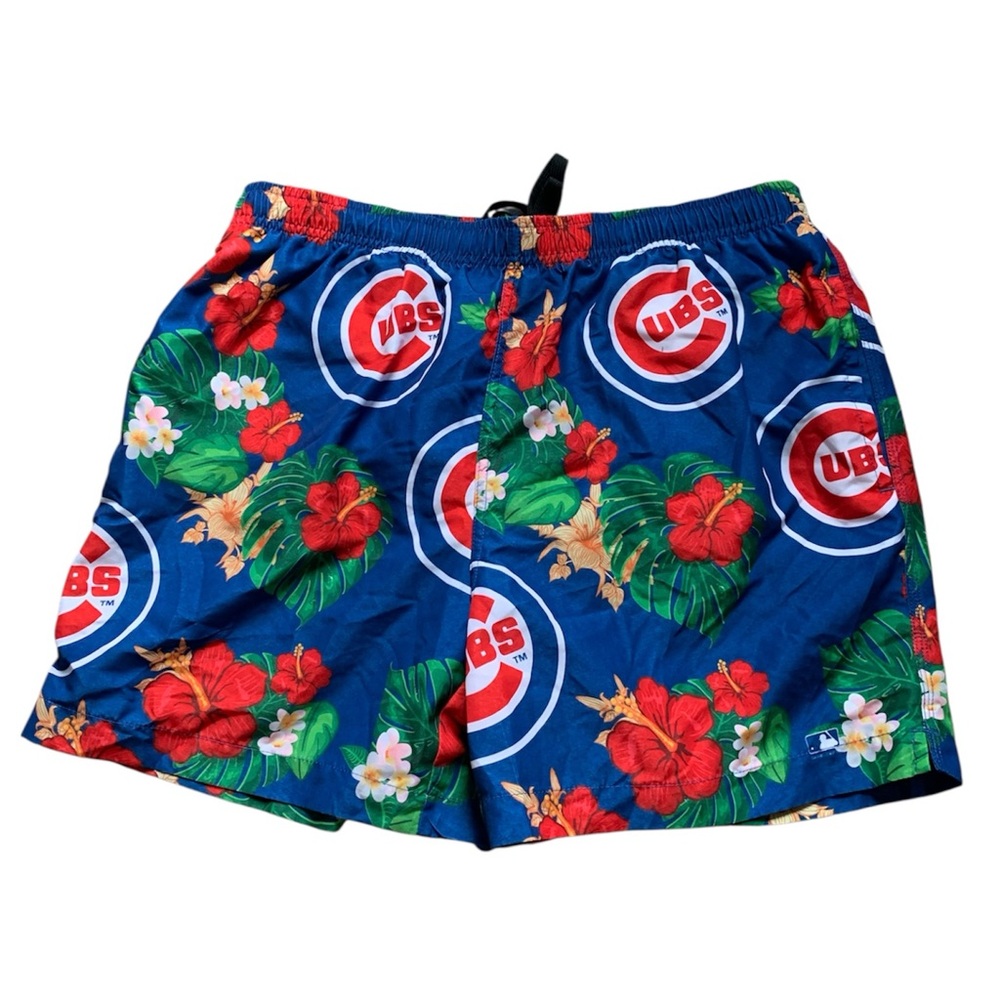 MLB Genuine Merchandise Blue Floral Cubs Swim Shorts L